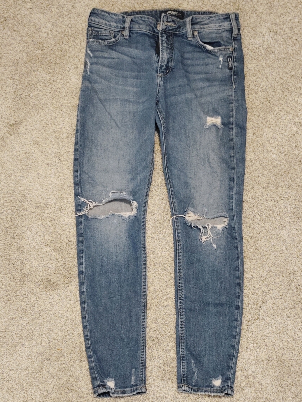 Silver Jeans Distressed Blue Mazy Skinny Jeans